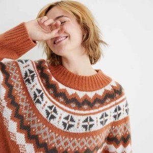 Aerie orange fair isle sweater